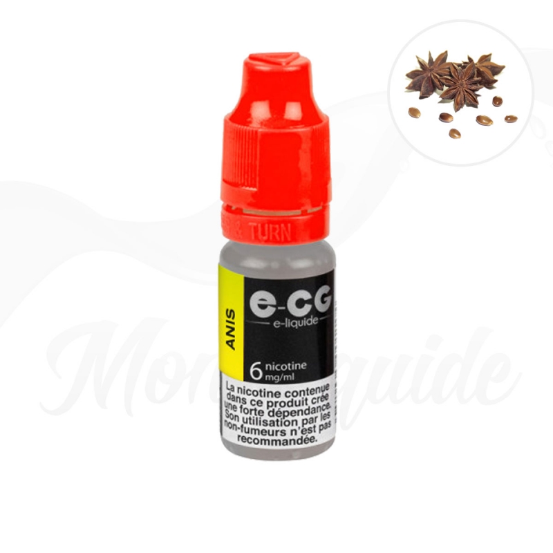 3,90€ E-liquide goût anis ECG Fabriqué en France - Flacon de 10ml E-CG pour cigarette  électronique